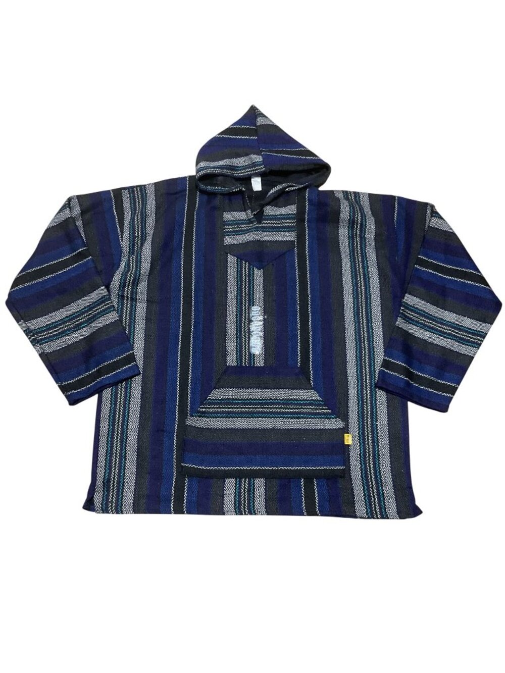 Artesanias Mr. Molina Mexican Baja Hoodie Striped Pullover XX-Large Blue & Black